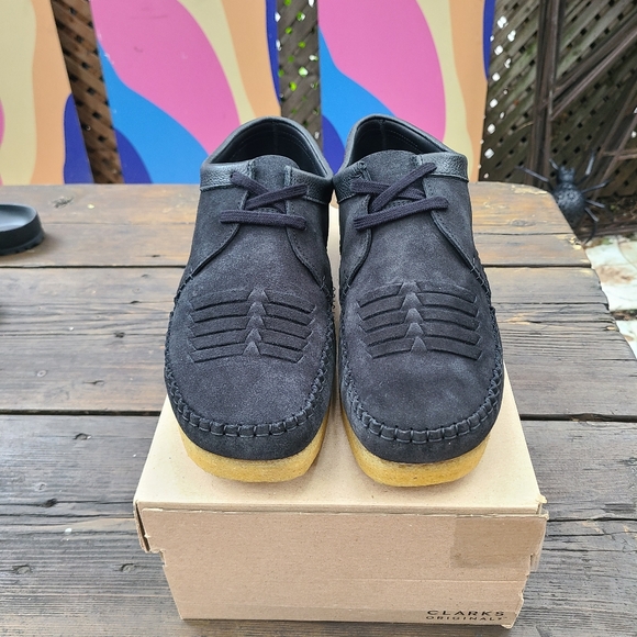 Clarks Weaver Weft black suede shoes US M 12 - Picture 2 of 7